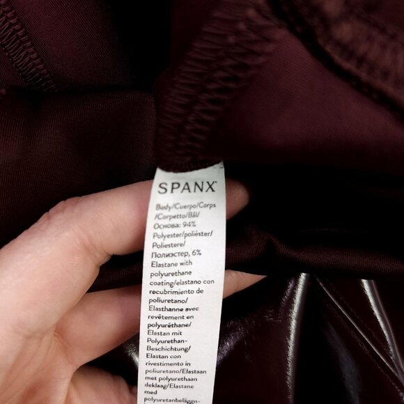 Spanx Fully Lined Shaping Legging Faux Patent Leather Shiny Ruby Womens Medium - Picture 12 of 16